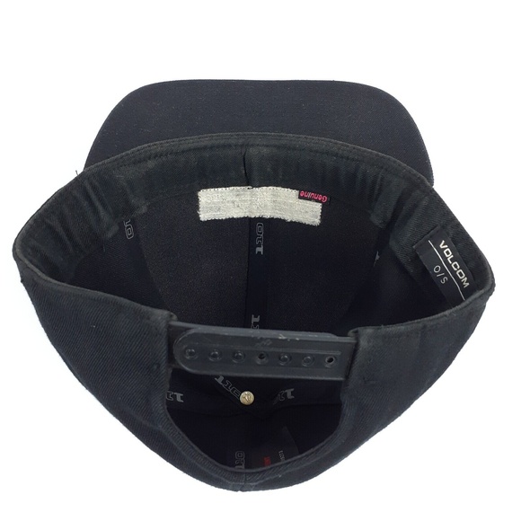 Flexfit One Ten Volcom Men's Snapback Hat Genuine Canvas Cap Man Blend Black - Picture 8 of 12